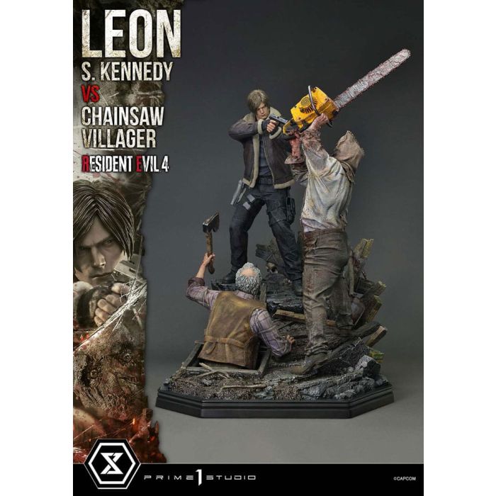 Resident Evil 4 Ultimate Premium Masterline Series Statue 1/4 Leon S. Kennedy vs. Chainsaw Villager 76 cm               